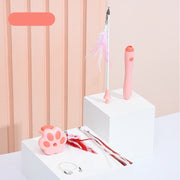 interactive retractable cat toy with laser and feather teaser, view 2 - MRSLM