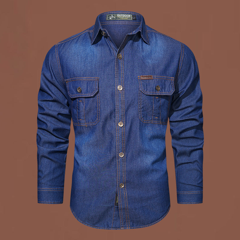men's washed denim shirt, view 7 - MRSLM