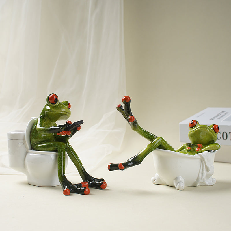 resin toilet frog bathtub figurines, view 5 - MRSLM