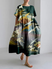 women's loose round neck printed dress, view 19 - MRSLM