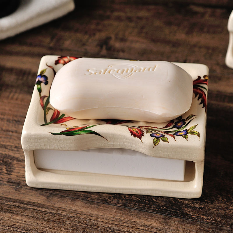 european ceramic soap box with double drain, view 5 - MRSLM