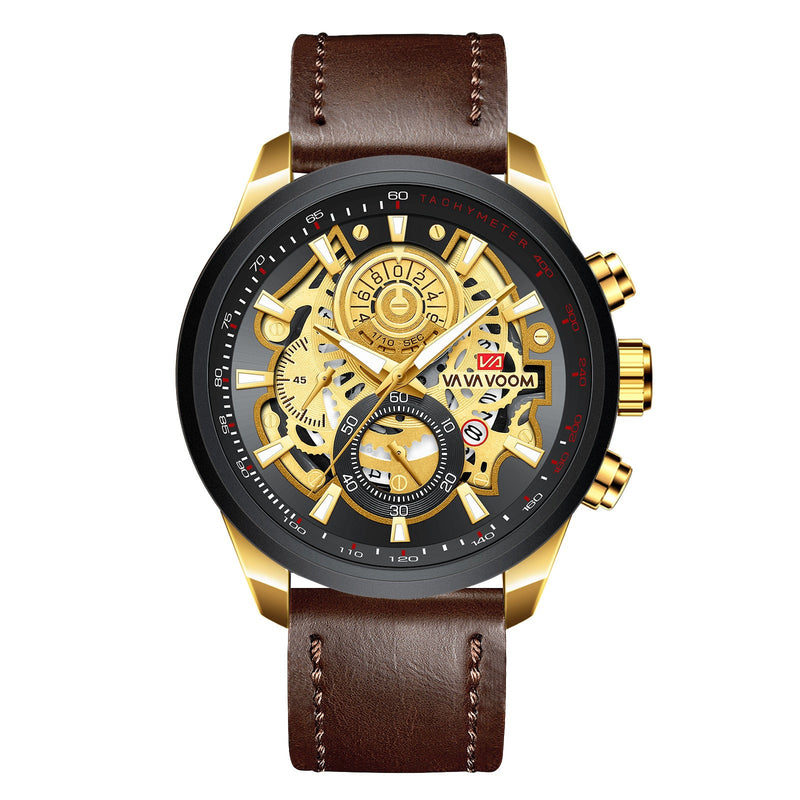 men's black gold quartz watch, view 5 - MRSLM