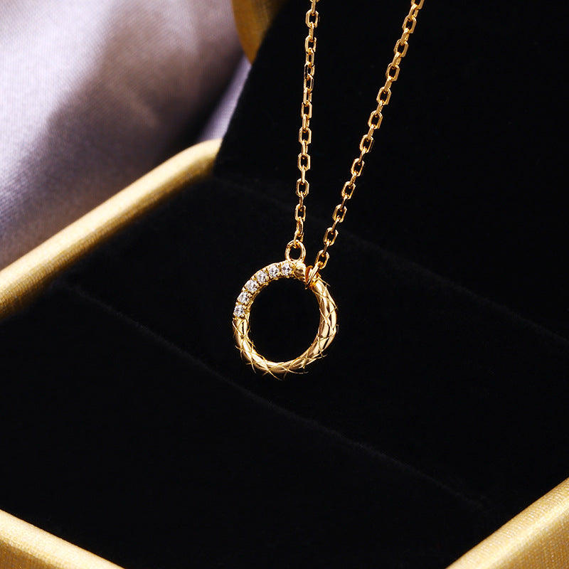 double-sided zircon ring necklace, view 6 - MRSLM