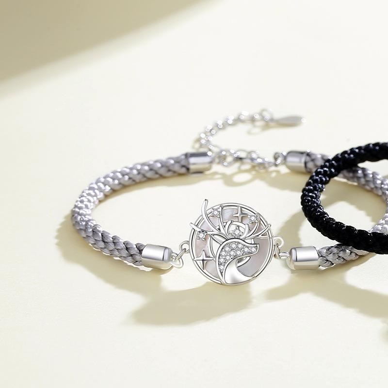 sterling silver couple bracelet, view 2 - MRSLM