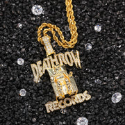 zircon monogram pendant hip hop necklace, view 2 - MRSLM