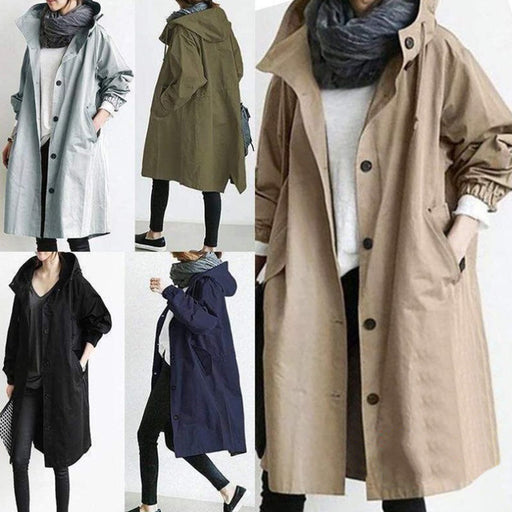 women's hooded windbreaker jacket with button pockets - MRSLM