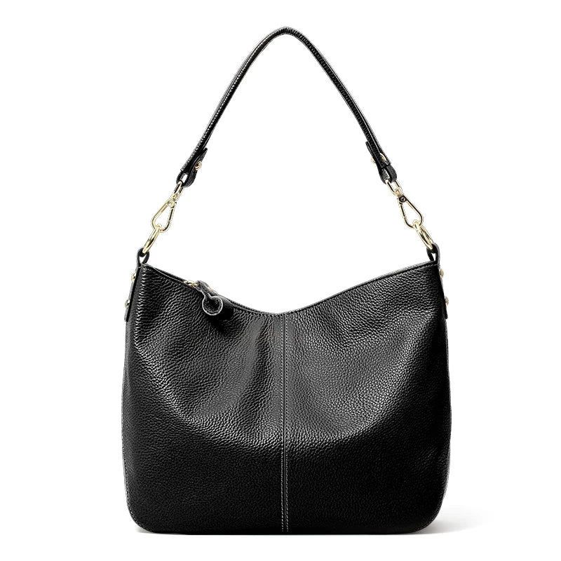 large capacity cowhide leather tote bag, view 2 - MRSLM
