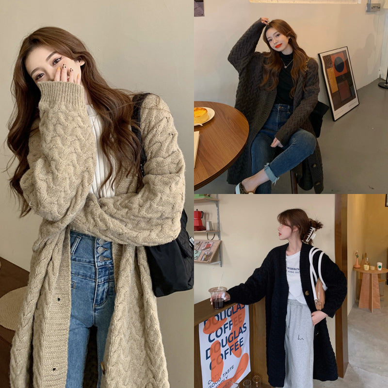 women's mid-length baggy cardigan coat - MRSLM