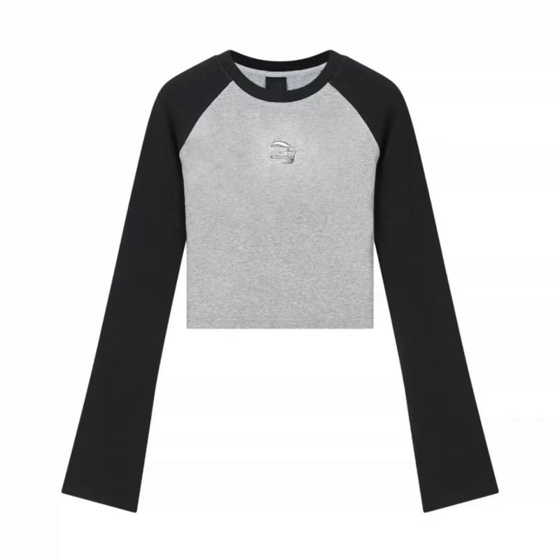 women's raglan sleeve contrast color long sleeve top, view 9 - MRSLM