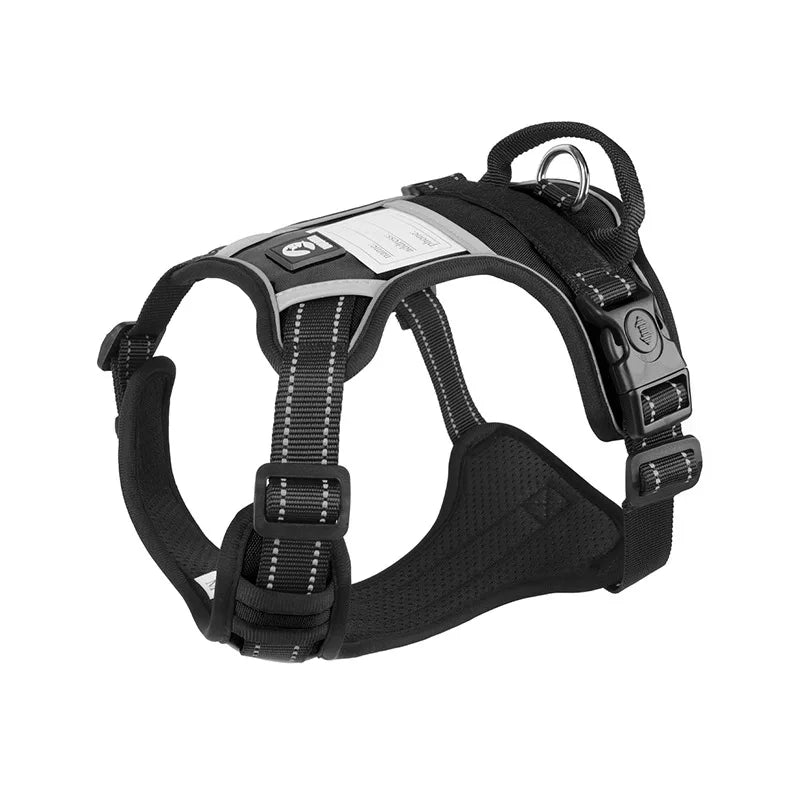 reflective dog harness and leash set, view 3 - MRSLM