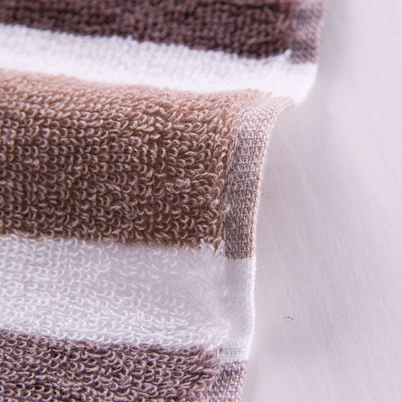 cotton striped bath and face towel, view 6 - MRSLM