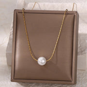 minimalist simulated pearl necklace, view 3 - MRSLM