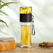 insulated glass water bottle with tea infuser, view 2 - MRSLM