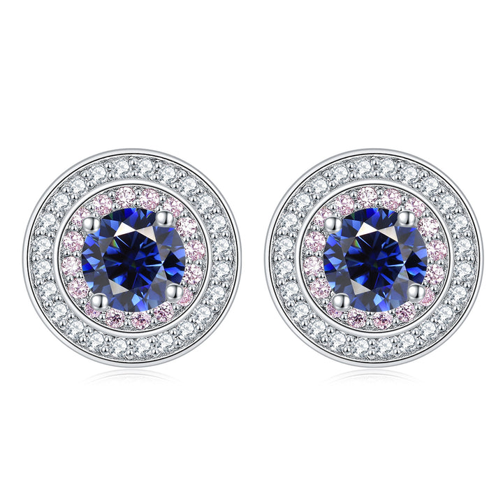 Sterling Silver Round Micro Set Zircon Earrings