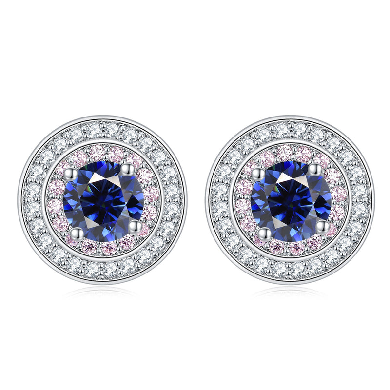 sterling silver round micro set zircon earrings, view 6 - MRSLM