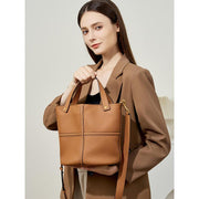 Genuine leather bucket tote bag, view 4 - MRSLM