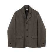 korean style loose khaki blazer, view 3 - MRSLM