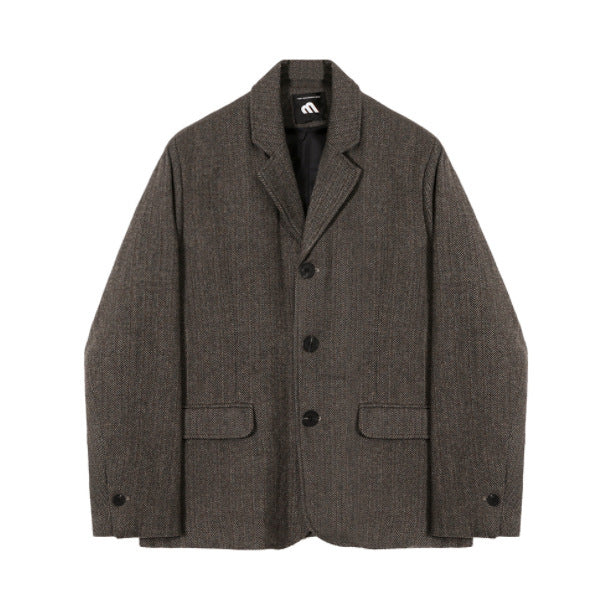 korean style loose khaki blazer, view 3 - MRSLM