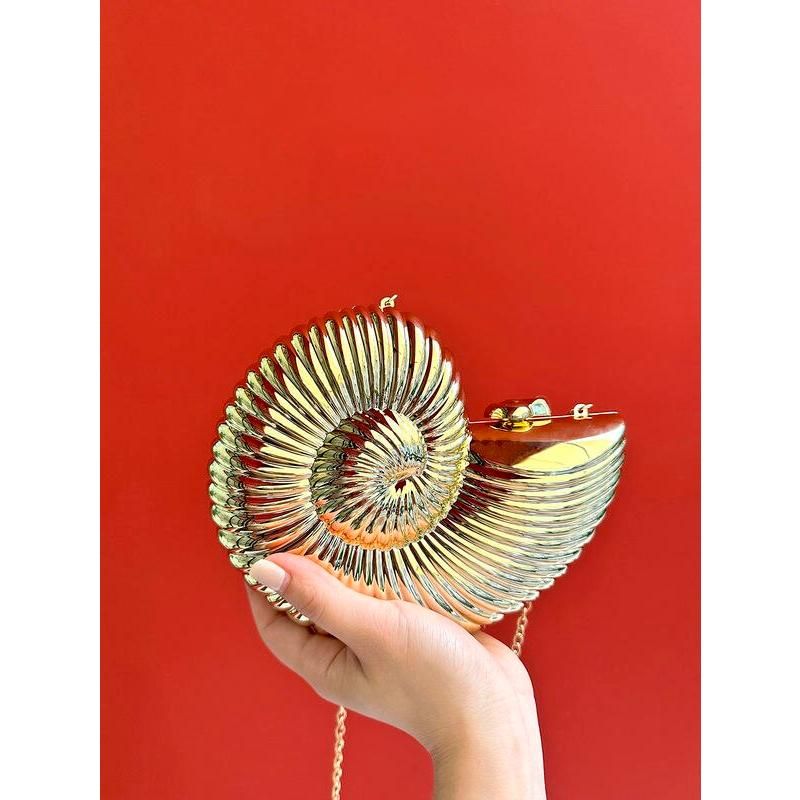 acrylic conch evening clutch, view 6 - MRSLM