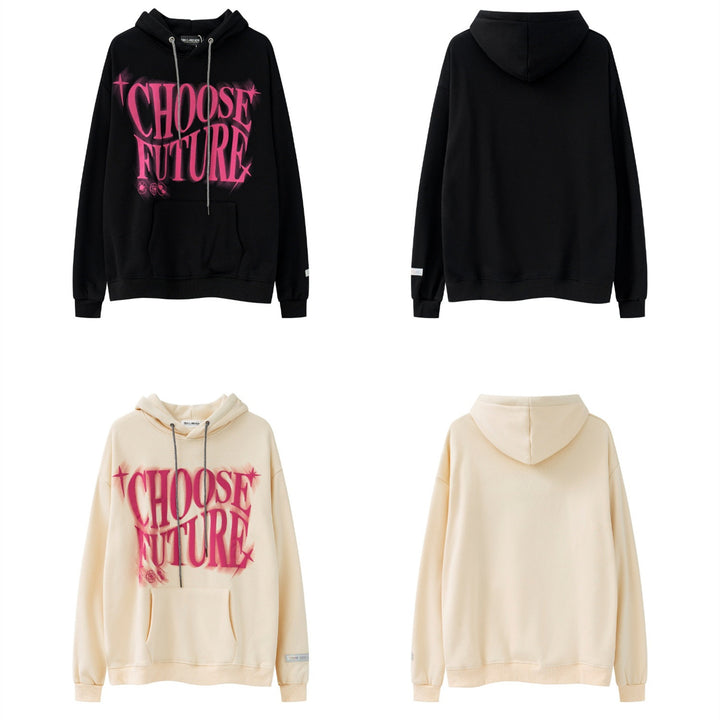 High Street Fashion Brand Foaming Letter Couple Hooded Sweater