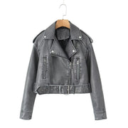 washed motorcycle jacket for women, view 13 - MRSLM