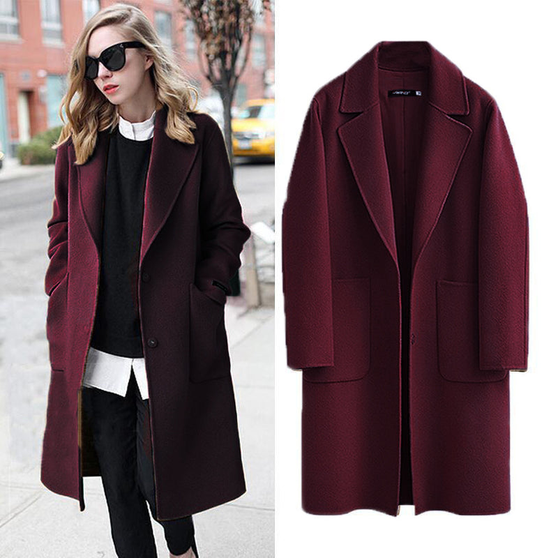 Women's long loose wool-blend coat, view 5 - MRSLM