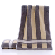 striped cotton face and bath towel, view 4 - MRSLM
