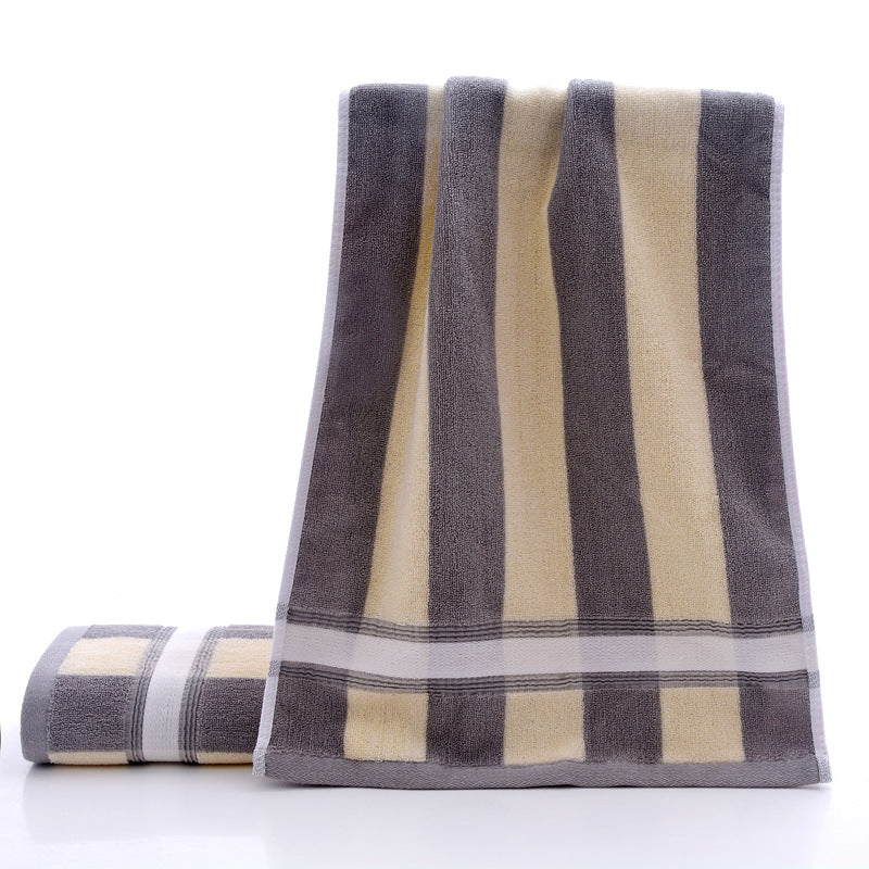 striped cotton face and bath towel, view 4 - MRSLM
