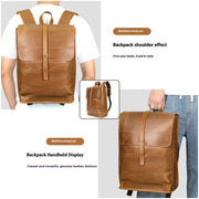 cowhide leather travel backpack, view 4 - MRSLM