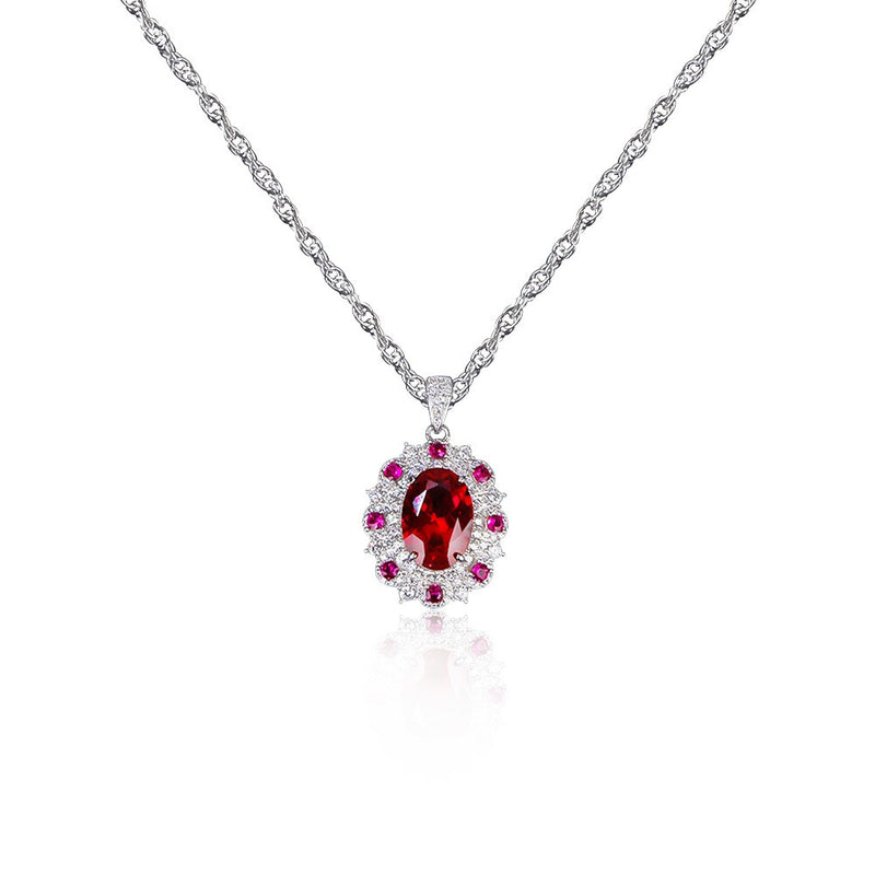 silver flower gemstone necklace, view 2 - MRSLM