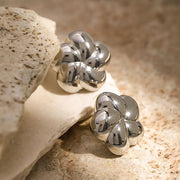 gold plated flower stud earrings, view 7 - MRSLM