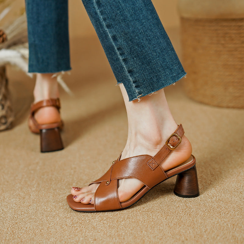 leather high heel sandals, view 8 - MRSLM