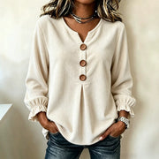 Women's corduroy long sleeve blouse, view 9 - MRSLM