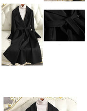 Women's belted long wool coat, view 3 - MRSLM