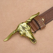 Vintage Western bull buckle belt, view 6 - MRSLM