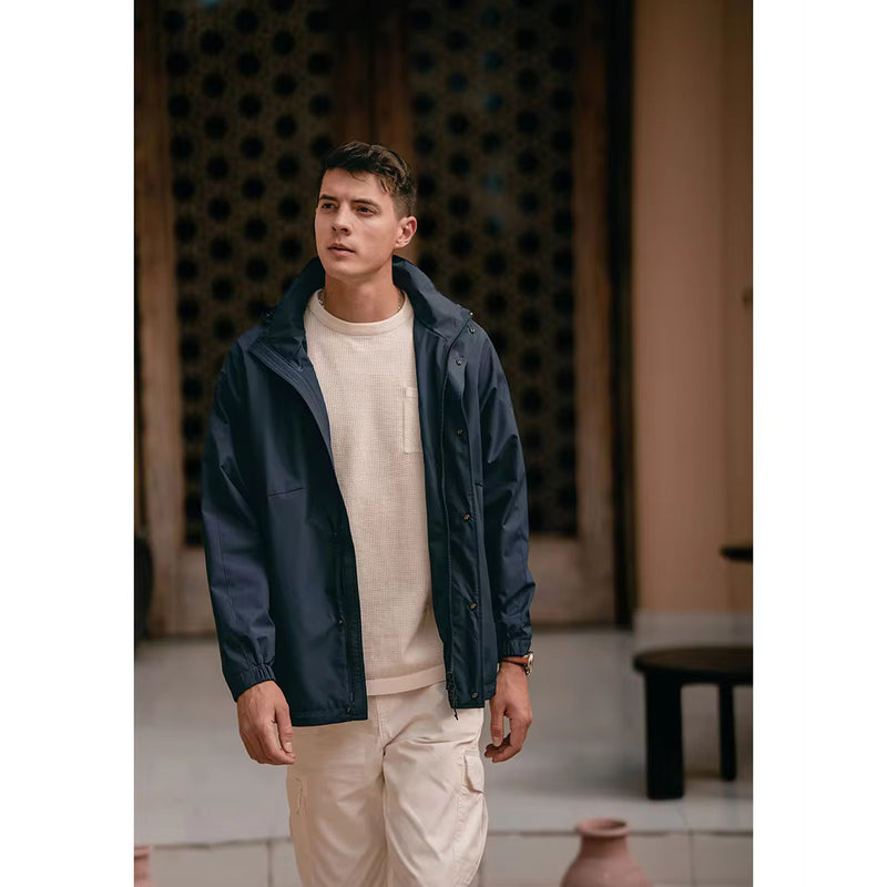 men's oversize windbreaker jacket with detachable hood, view 4 - MRSLM