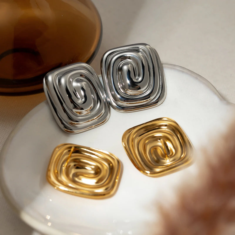 rectangular threaded earrings, view 4 - MRSLM