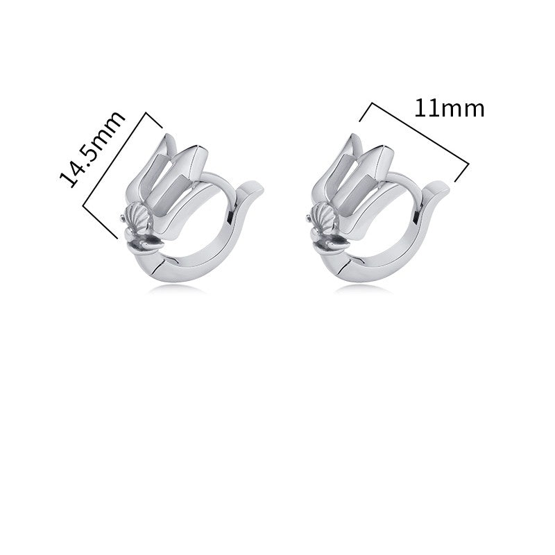 titanium steel trident earrings, view 2 - MRSLM