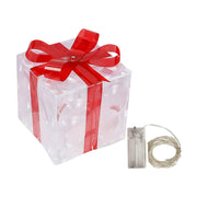 Light-up Christmas gift box decorations with bow, view 3 - MRSLM