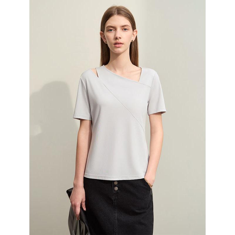 asymmetric v-neck casual tee, view 9 - MRSLM
