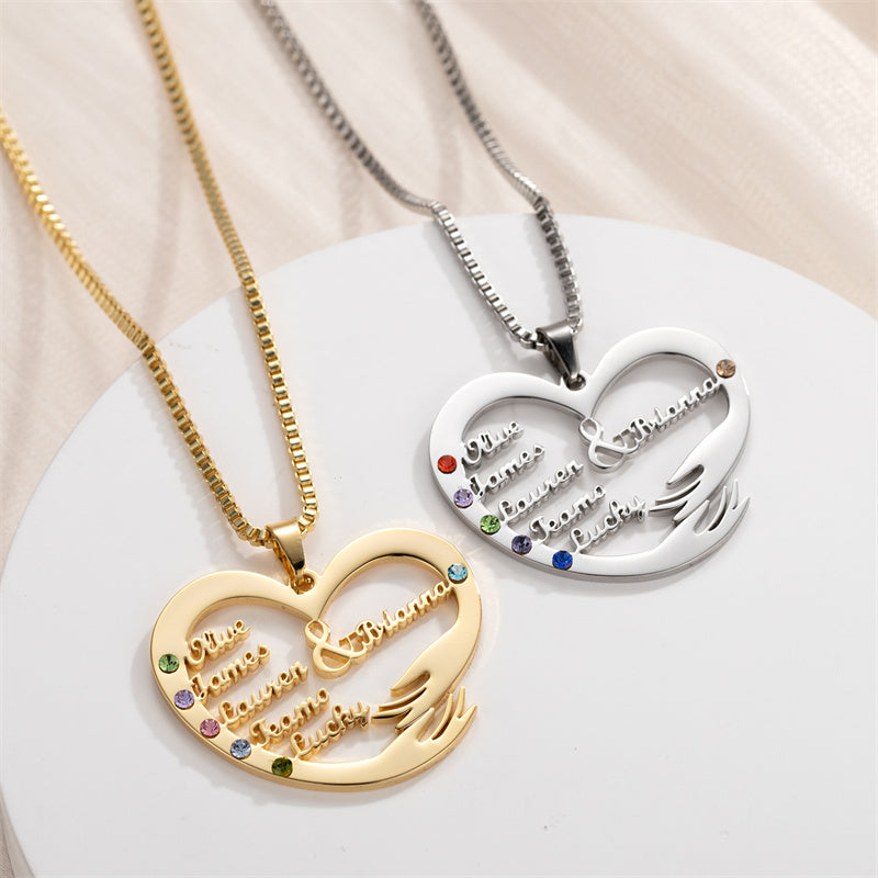 birthstone heart pendant necklace, view 4 - MRSLM