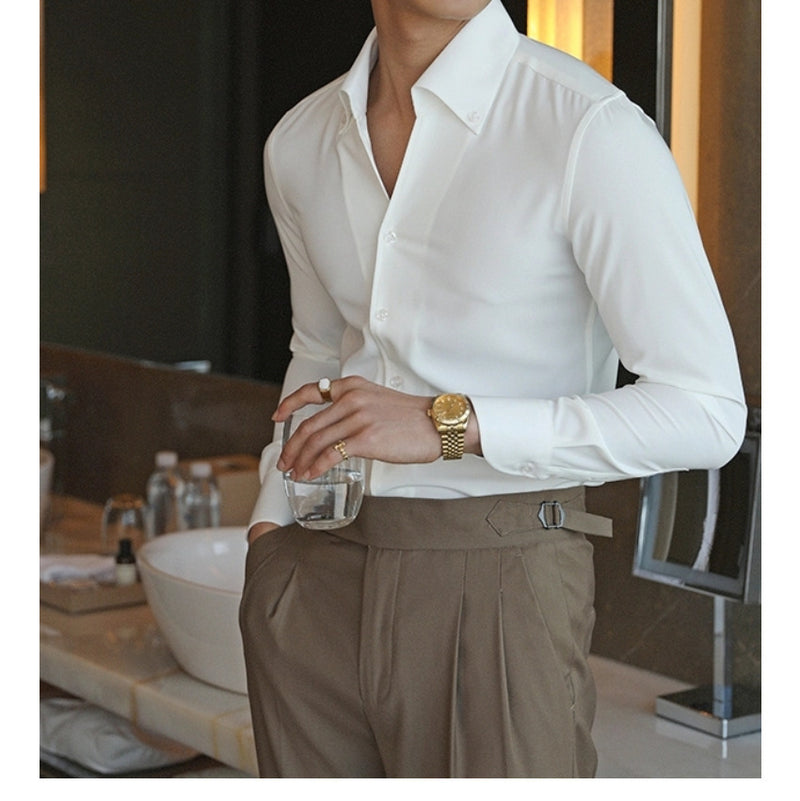 Autumn Italian Collar Young Men's Shirt