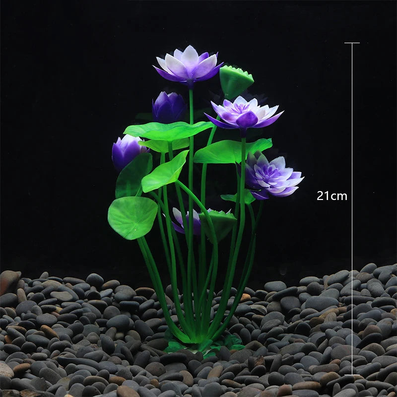 aquarium artificial lotus plant decoration, view 7 - MRSLM