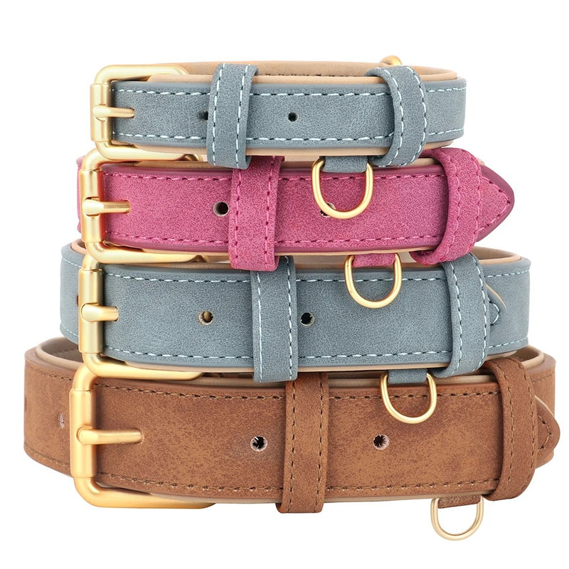 soft leather padded dog collar, view 5 - MRSLM