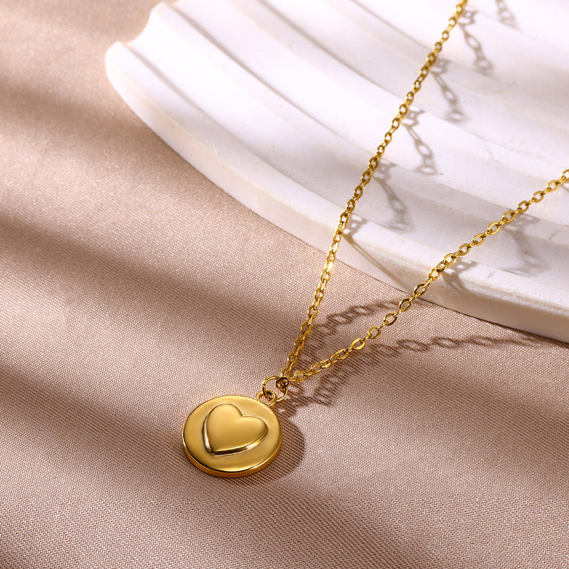 gold heart pendant necklace, view 3 - MRSLM