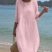 round-neck printed casual dress, view 2 - MRSLM