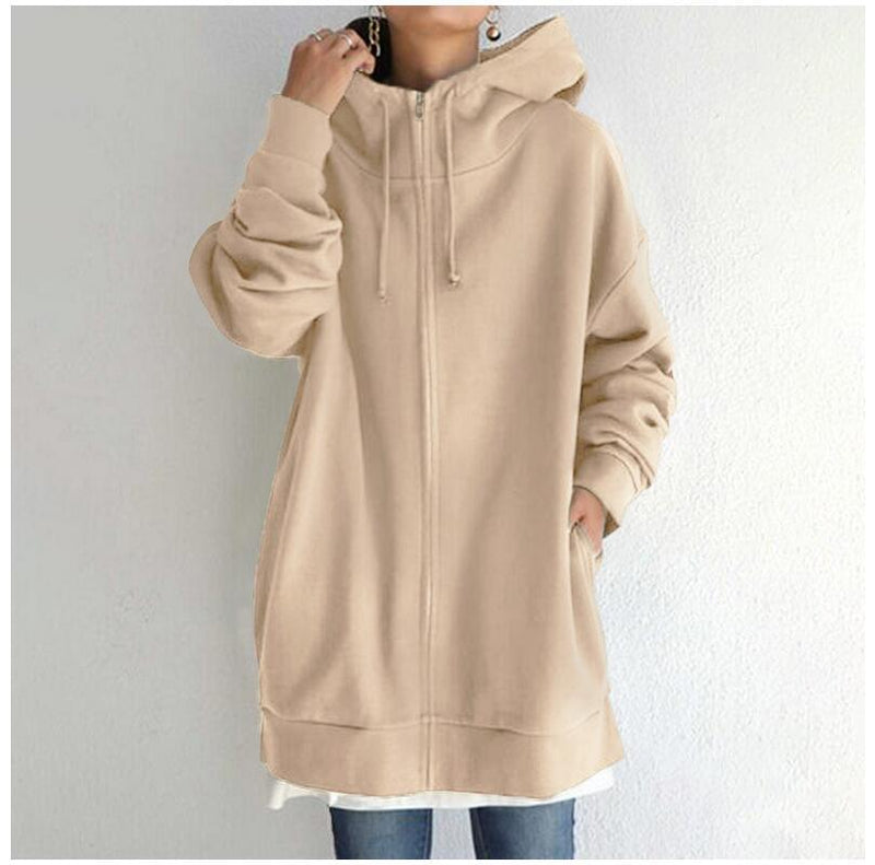 women's fuzzy full-zip long hoodie, view 3 - MRSLM