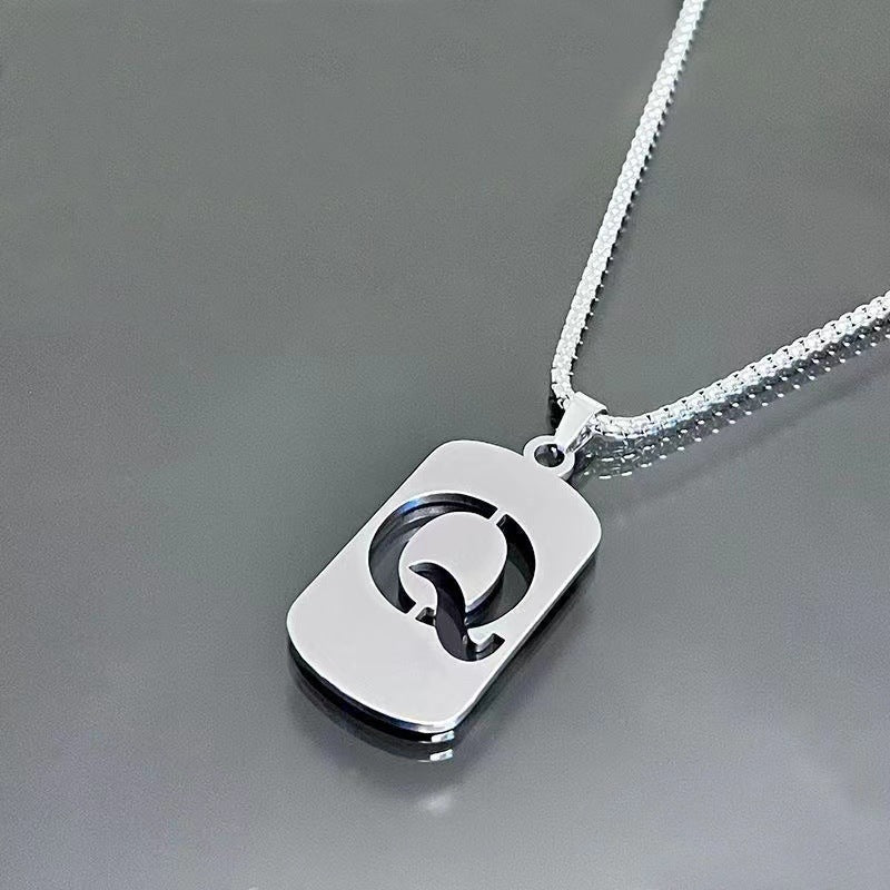 titanium steel letter necklace, view 15 - MRSLM