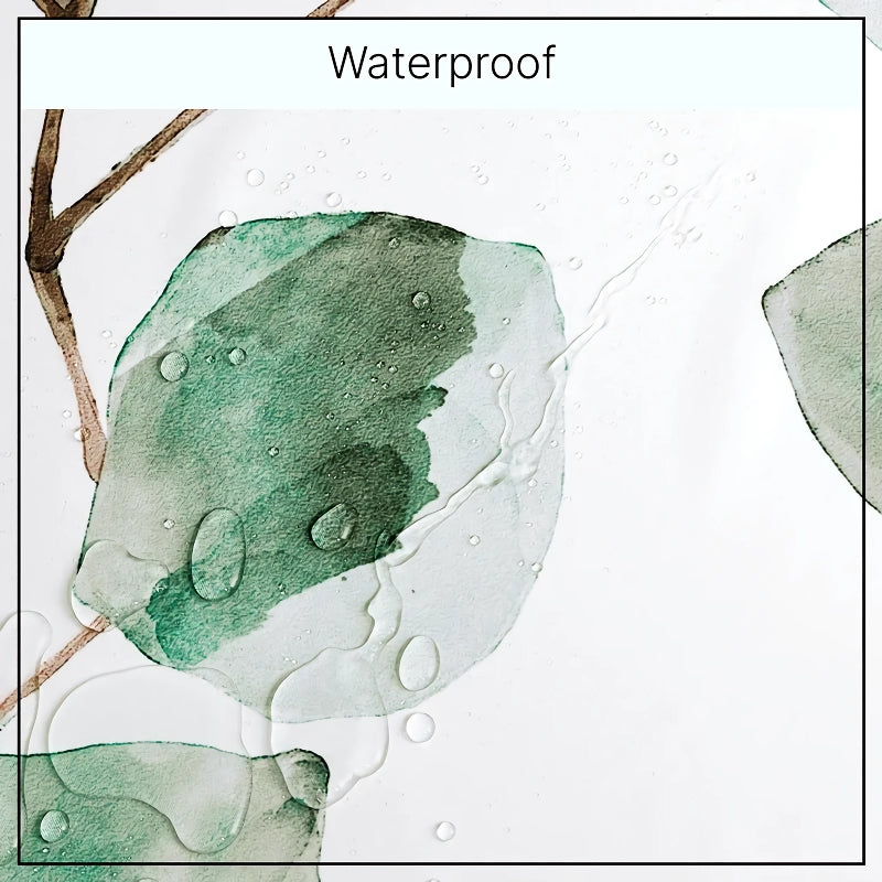 green leaves waterproof shower curtain, view 7 - MRSLM