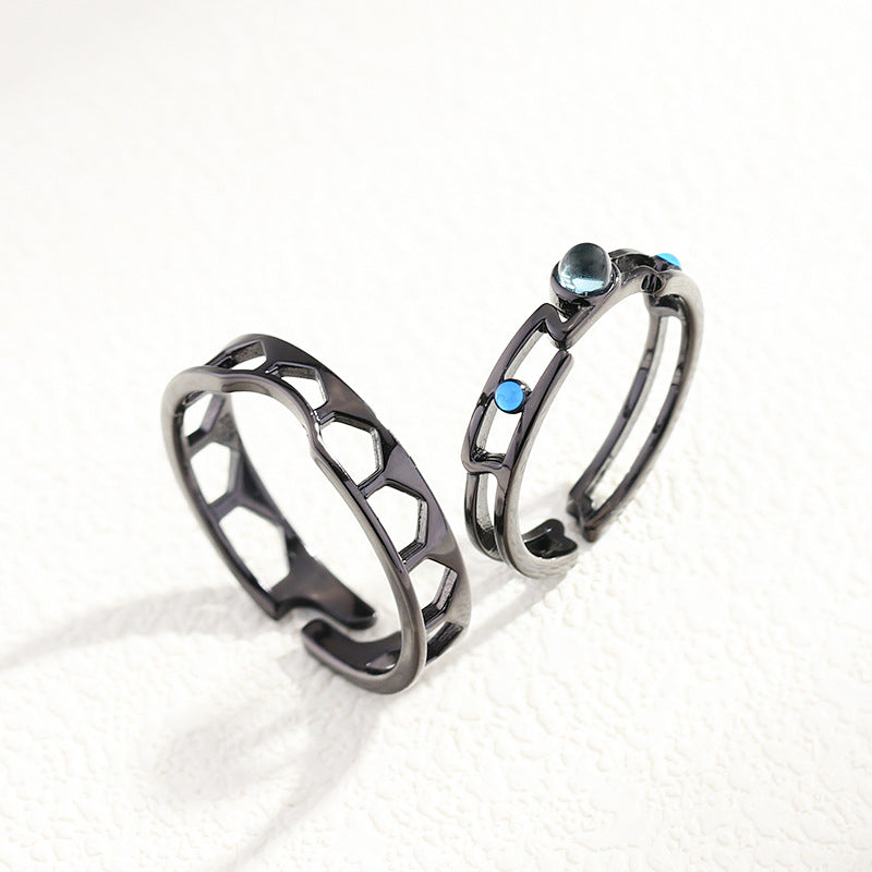 couple sterling silver rings pair, view 3 - MRSLM